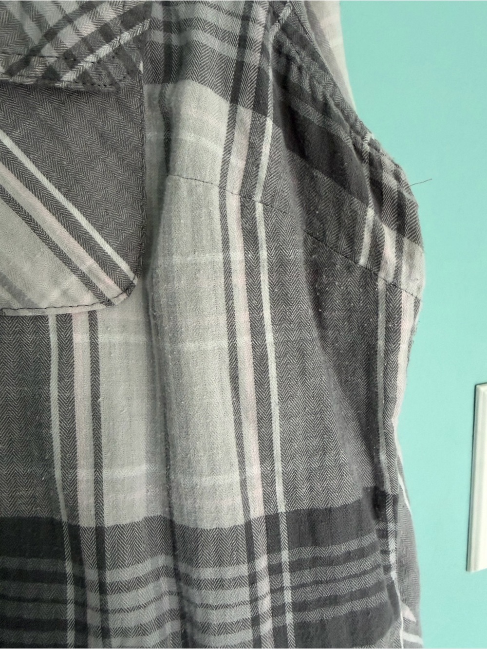 Croft & Barrow Plaid Flannel Shirt Gray Cotton XL - Picture 4 of 5
